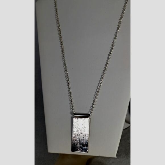 Sterling silver Etched Pendant  +Amethyst 1x 21/8"Lightly oxodized' 24" Sp chain - Picture 6 of 6